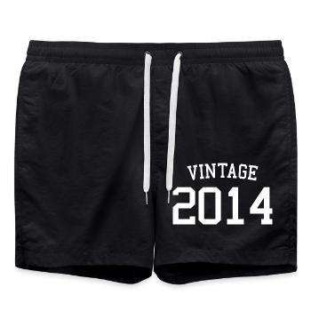 Vintage 2014 - 9 Years Old, 9th Birthday Kids - Swim Trunks - black - Front - AI Model Male 185 light (185cm)