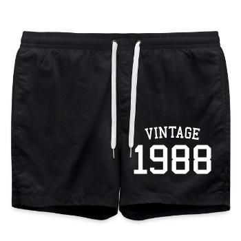 Jahrgang 1988 - 34 Jahre alt, Geschenk zum 34. Geburtstag - Badeshorts - Schwarz - Vorne - AI Model Male 185 light (185cm)