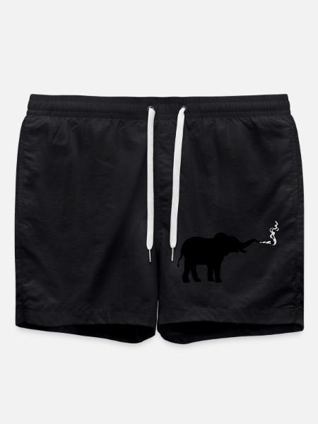 Smoking Elephant Joint Weed - Swim Trunks - black