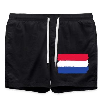 Holland flag used look - Swim Trunks - black - Front - AI Model Male 185 light (185cm)