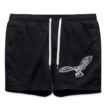 Elegant vintage owl during hunting flight - Swim Trunks - black - Front - AI Model Male 185 light (185cm)