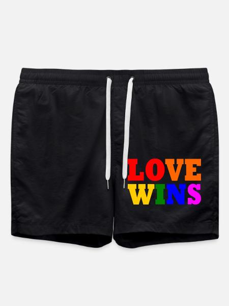 Love wins - Swim Trunks - black