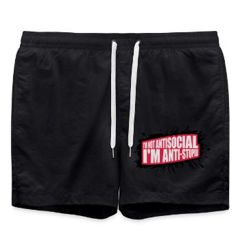 pas antisocial anti-stupide - Short de bain - noir - Devant - AI Model Male 185 light (185cm)
