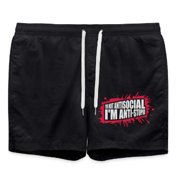 pas antisocial anti-stupide - Short de bain - noir - Devant - AI Model Male 185 light (185cm)