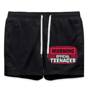warning official teenager Zitat - Badeshorts - Schwarz - Vorne - AI Model Male 185 light (185cm)