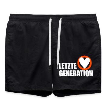 Letzte Generation - Design 5 - Badeshorts - Schwarz - Vorne - AI Model Male 185 light (185cm)