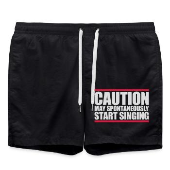 may spontaneously start singing - Swim Trunks - black - Front - AI Model Male 185 light (185cm)