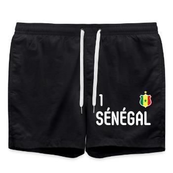Sénégal équipe de football - Short de bain - noir - Devant - AI Model Male 185 light (185cm)