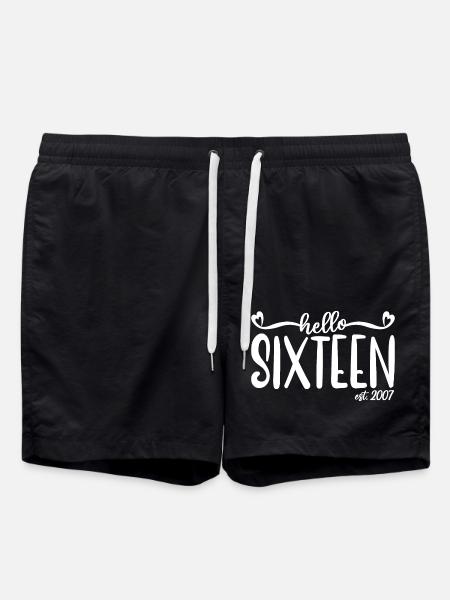 16. Geburtstag Frauen Hallo Sechzehn Est. 2007 - Badeshorts - Schwarz