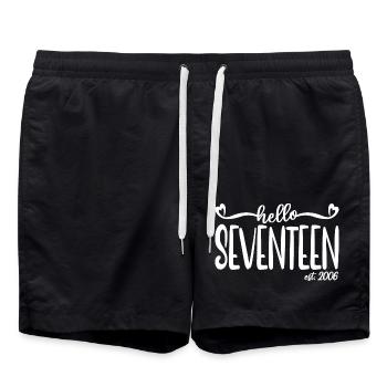 17th Birthday Women Hello Seventeen Est. 2006 - Swim Trunks - black - Front - AI Model Male 185 light (185cm)