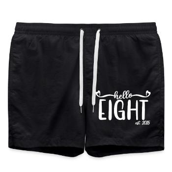 8th Birthday Kids Girls 8 Hello Eight Est. 2015 - Swim Trunks - black - Front - AI Model Male 185 light (185cm)
