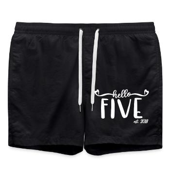 5. Geburtstag Kinder Mädchen 5 Hallo fünf Est. 2018 - Badeshorts - Schwarz - Vorne - AI Model Male 185 light (185cm)