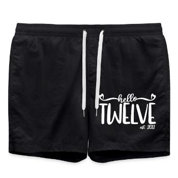 Hello Twelve Est. 2011 Mignon 12th Birthday Kids - Short de bain - noir - Devant - AI Model Male 185 light (185cm)