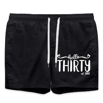 30th Birthday For Women 30 Hello Thirty Est. 1993 - Swim Trunks - black - Front - AI Model Male 185 light (185cm)