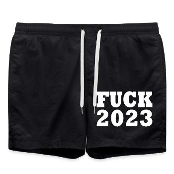 Fuck 2023 - Badeshorts - Schwarz - Vorne - AI Model Male 185 light (185cm)