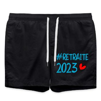 RETRAITE. BONNE RETRAITE. JOYEUSE RETRAITE. COEUR - Short de bain - noir - Devant - AI Model Male 185 light (185cm)