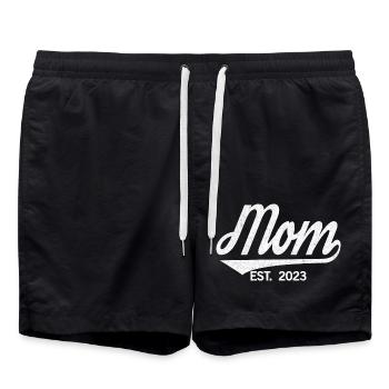 Mom Est. 2023, Mom To Be, Pregnancy Announcement - Swim Trunks - black - Front - AI Model Male 185 light (185cm)