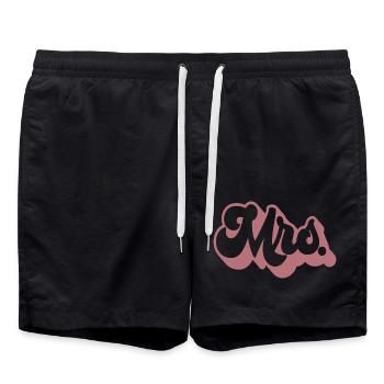 Mrs. Matching Paar Verlobung Hochzeit Flitterwochen - Badeshorts - Schwarz - Vorne - AI Model Male 185 light (185cm)
