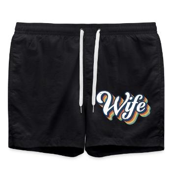 Retro Wife Matching Couple Wedding Party Mariage - Short de bain - noir - Devant - AI Model Male 185 light (185cm)