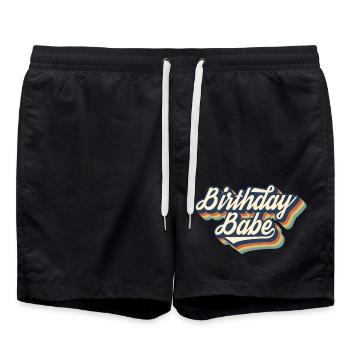 Anniversaire Babe Matching Group Cadeau de fête d’anniversaire - Short de bain - noir - Devant - AI Model Male 185 light (185cm)