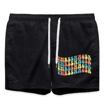 3 Years Old Threenager Boys Girls 3rd Birthday - Swim Trunks - black - Front - AI Model Male 185 light (185cm)