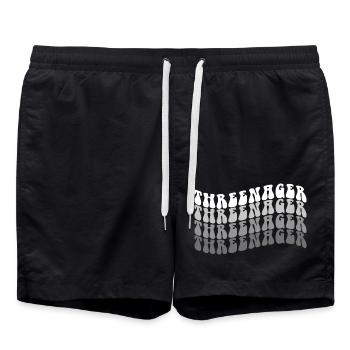 3 Years Old Threenager Boys Girls 3rd Birthday - Swim Trunks - black - Front - AI Model Male 185 light (185cm)