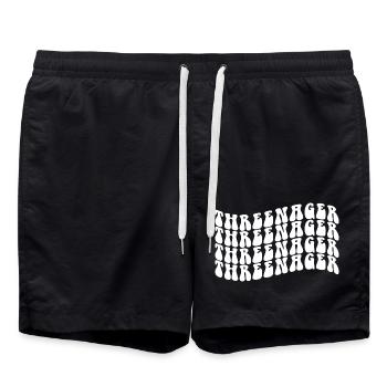 3 Years Old Threenager Boys Girls 3rd Birthday - Swim Trunks - black - Front - AI Model Male 185 light (185cm)