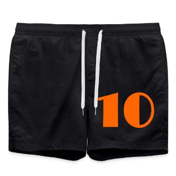10. 10 JAHRE. 10-JÄHRIGES JUBILÄUM. GEBURTSTAG 10 JAHRE. - Badeshorts - Schwarz - Vorne - AI Model Male 185 light (185cm)