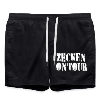 Zecken on tour - Badeshorts - Schwarz - Vorne - AI Model Male 185 light (185cm)