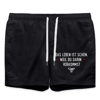 Das Leben ist schön, weil Du drin vorkommst - Badeshorts - Schwarz - Vorne - AI Model Male 185 light (185cm)