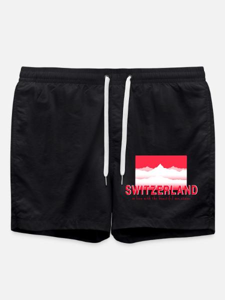 SWITZERLAND mountains - Swim Trunks - black