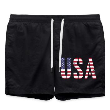 Les États-Unis aux couleurs du drapeau américain drapeau - Short de bain - noir - Devant - AI Model Male 185 light (185cm)