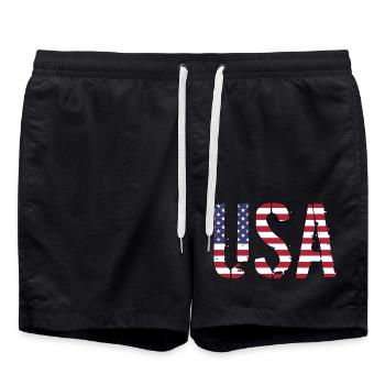 Les États-Unis aux couleurs du drapeau américain drapeau - Short de bain - noir - Devant - AI Model Male 185 light (185cm)