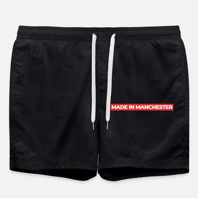 Made In Manchester, Red - Swim Trunks - black