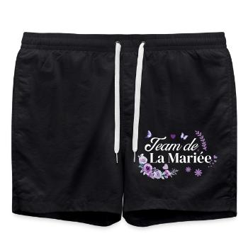 Lila Blumen Braut Team - Badeshorts - Schwarz - Vorne - AI Model Male 185 light (185cm)