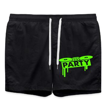 Mixeur Party Spray DJ Vinyle Enregistrer Musique - Short de bain - noir - Devant - AI Model Male 185 light (185cm)
