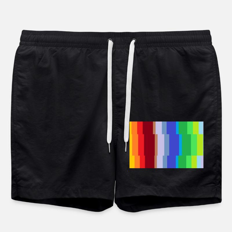 Bunte Struktur - Badeshorts - Schwarz
