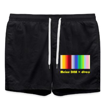meine DNA = divers - Badeshorts - Schwarz - Vorne - AI Model Male 185 light (185cm)