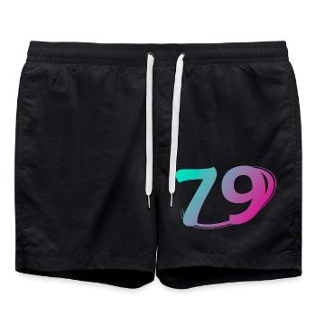 Number 79 multicolor - Swim Trunks - black - Front - AI Model Male 185 light (185cm)