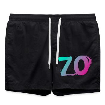 Nummer 70 mehrfarbig - Badeshorts - Schwarz - Vorne - AI Model Male 185 light (185cm)