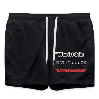 « Appareil de fitness Machine à café » - Short de bain - noir - Devant - AI Model Male 185 light (185cm)
