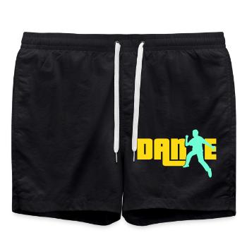Danse Texte Dancing Homme Silhouette Musique de fête - Short de bain - noir - Devant - AI Model Male 185 light (185cm)