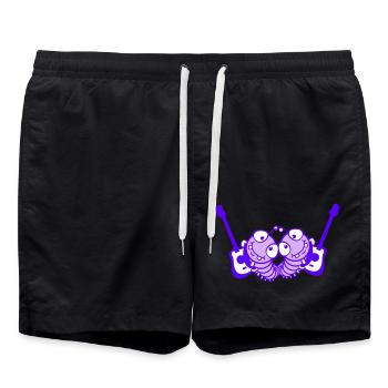 2 Party Raupen Team Zwei Freunde Spielen Gitarre - Badeshorts - Schwarz - Vorne - AI Model Male 185 light (185cm)