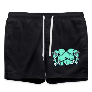 2 Elefanten Zwei Freunde Gitarre Spielen Band Team - Badeshorts - Schwarz - Vorne - AI Model Male 185 light (185cm)
