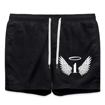 Nummer 1 Engel - Flügel zum 1. Geburtstag - Badeshorts - Schwarz - Vorne - AI Model Male 185 light (185cm)
