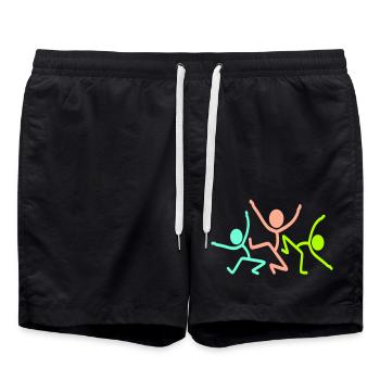 3 Party Crew Stick Figure Team Friends Member - Swim Trunks - black - Front - AI Model Male 185 light (185cm)