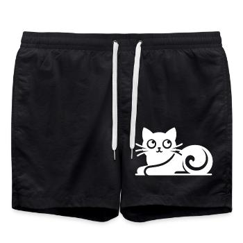 Abstract Cat Drawing - Swim Trunks - black - Front - AI Model Male 185 light (185cm)