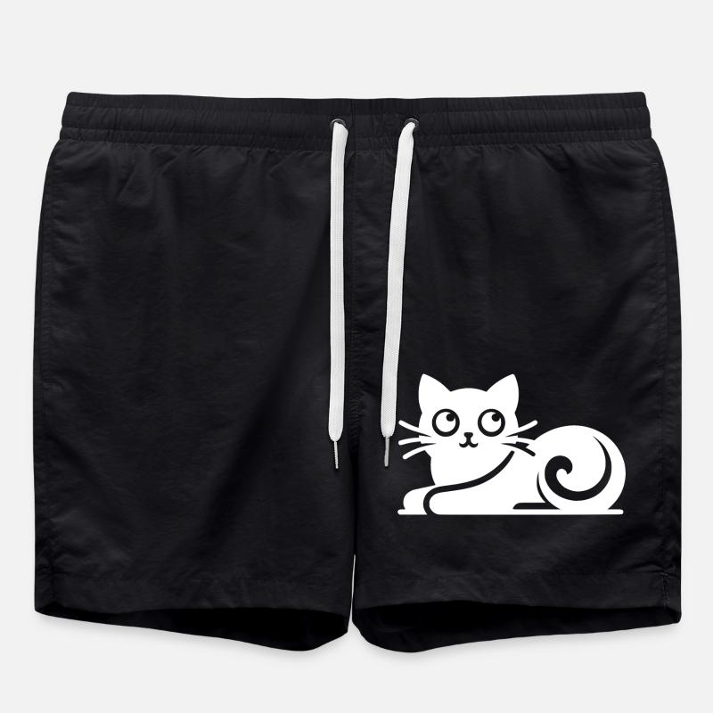 Abstract Cat Drawing - Swim Trunks - black