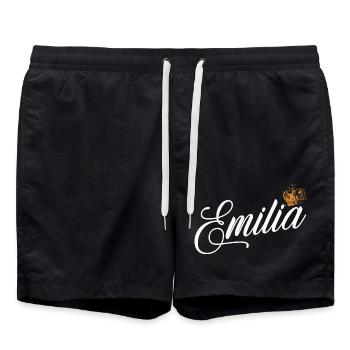 Emilia Custom Name für Frauen Kinder Kleinkinder - - Badeshorts - Schwarz - Vorne - AI Model Male 185 light (185cm)