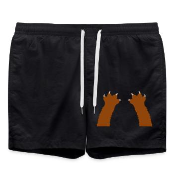 Katzen Klauen Pfoten Tatzen Krallen Silhouette - Badeshorts - Schwarz - Vorne - AI Model Male 185 light (185cm)